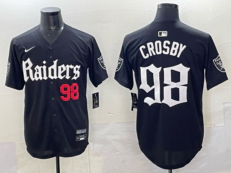 Men 2025 Oakland Raiders 98 Crosby Black 6th generation Joint Name Nike Limited NFL Jersey style 03